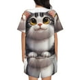 thumbnail image 6 of Rateoe Cute Cartoon Kitten Pattern Women's Short-Sleeved Pajama Set - 2 Piece Soft and Lightweight Sleepwear Set-Medium, 6 of 7