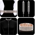 thumbnail image 3 of Diamond Tassel Jewelry Set, Rhinestone Stretch Bracelet Long Chandelier Tassel Dangle Earrings Plated Gothic Long Choker Tassel Necklaces, 3 of 4