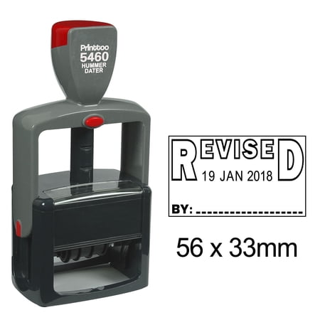 Printtoo With Revised By Text Heavy Duty Dater Stamp Self Inking Document Date Rubber Stamp-Black