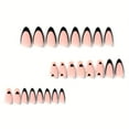 thumbnail image 3 of 24pcs French Tip Fake Nails Black Heart Press On Nails With Golden Line Design, Matte Glue On Nails Full Cover Medium Almond False Nails With Glue Sticker And Nail File For Women Girls, 3 of 4