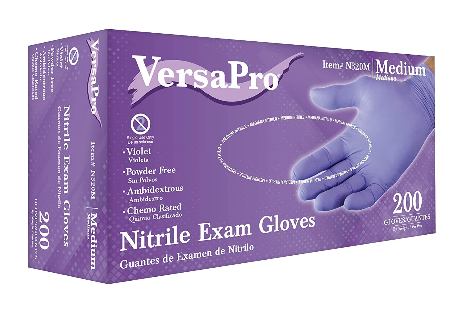 VersaPro N320M Nitrile Exam Gloves Medical Grade, Powder Free