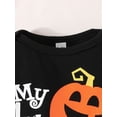 thumbnail image 5 of HWJAD Newborn Baby Boy Pumpkin Halloween Clothes My First Halloween Letter Romper+ Pants+Hat 3PCS Outfits Set, 5 of 9