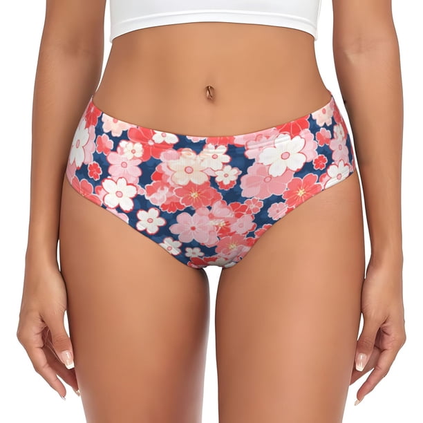 Balery Japanese Cherry Blossoms Ropa Interior de Algodón para Mujer con Dibujo – Braguitas Cómodas y Elásticas, Estilo Clásico-4X-Large