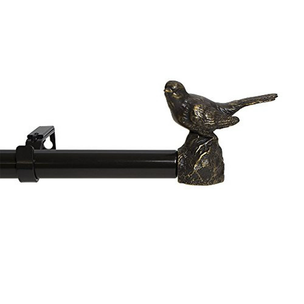 MERIVILLE 1Inch Diameter Single Window Treatment Curtain Rod, OilRubbed Bronze Bird Finials