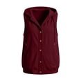 thumbnail image 6 of Lightweight Hoodies for Women Zaewscy Women Hooded Sleeveless Vest Button Front Casual Drawstring Waistcoat with Side Pockets Wine S, 6 of 6