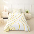 thumbnail image 2 of Homewish Geometric Wavy Lines Twin Duvet Cover,Modern Abstract Twin Bedding,White Golden,Reversible,2 Pieces,1 Duvet Cover and 1 Pillowcase, 2 of 6