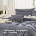 thumbnail image 4 of Queen Comforter Set - 4 Pieces Pinch Pleat Bed Set, Dark Grey Boho Bedding for All Season, 1 Soft Comforter, 2 Pillowcases, 1 Decorative Pillow, 4 of 7