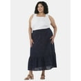 thumbnail image 2 of Time and Tru Women's and Women’s Plus Cotton Eyelet Tiered Midi Skirt, Sizes XS-4X, 2 of 5