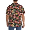 thumbnail image 7 of Balery Watercolor Red Wildflowers Men's Casual Button Down Shirt Short Sleeve Textured Summer Cuban Beach Shirts-Medium, 7 of 7