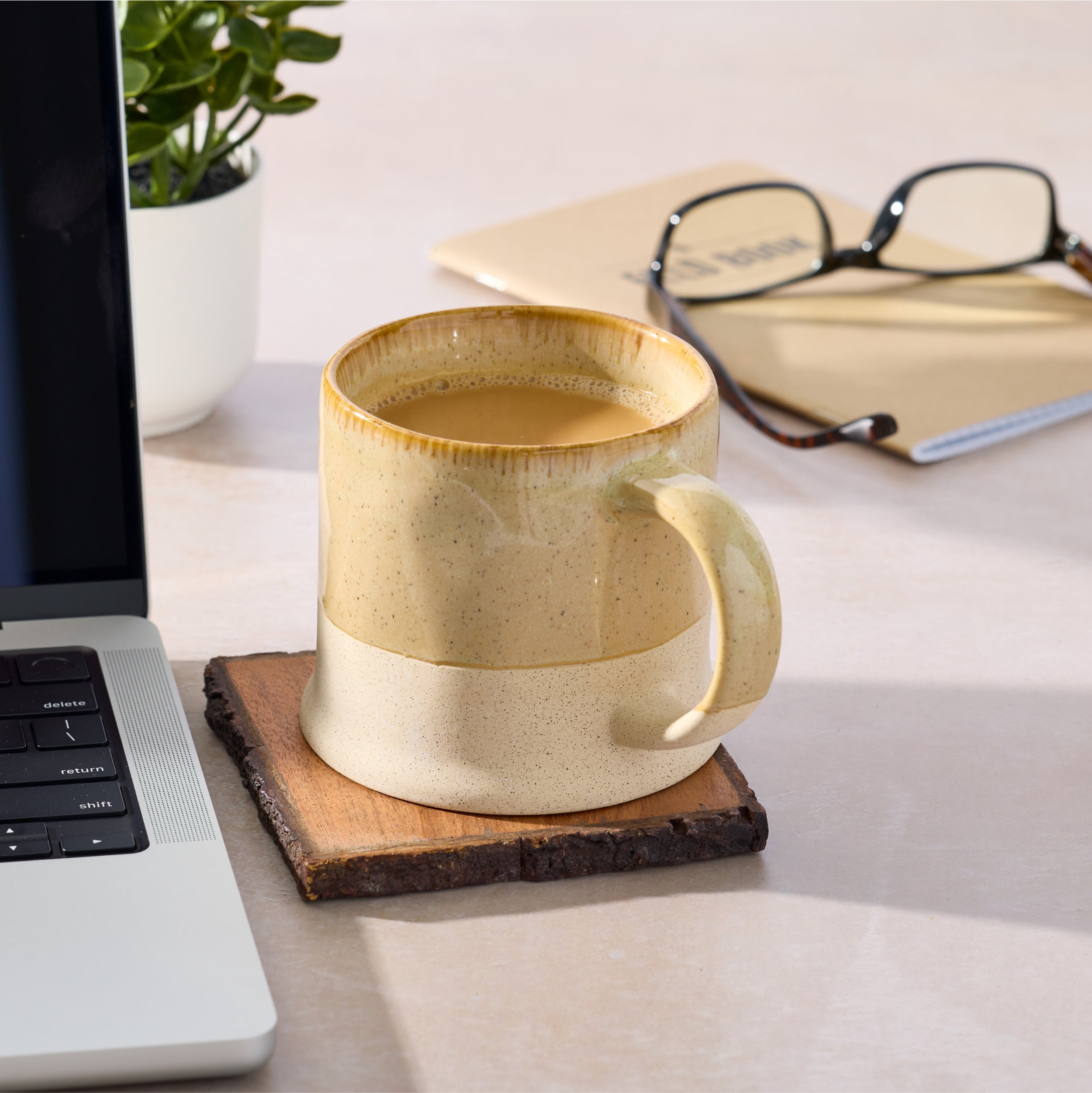Kamenstein 4 Piece Square Acacia Bark Coaster Set