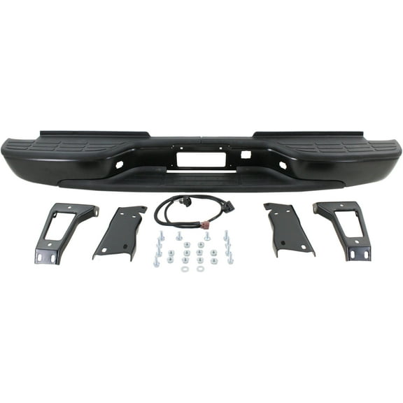 Step Bumper Compatible with CHEVROLET SILVERADO/SIERRA 2500 HD/3500 2001-2006 Assembly Powdercoated Black Steel Fleetside Includes 2007 Classic