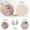 thumbnail image 4 of Haosy Set of 6 Drink Woven Coaster with Holder Heat Resistant Non-Slip Bar Coasters 4 Inches Colorful Cute Unicorn and Flower, 4 of 7