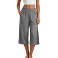 thumbnail image 3 of OVAFBAU Women's Capris Pants Lounge Pants Casual Loose Capris Pants with Pocket Home Wear Daily Pants, 3 of 8