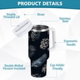 thumbnail image 4 of 40 oz Tumbler With Handle Stainless Steel Insulated Tumbler With Lid for Car Cup Holder Deep Gray Feathers and Pinecones, 4 of 9