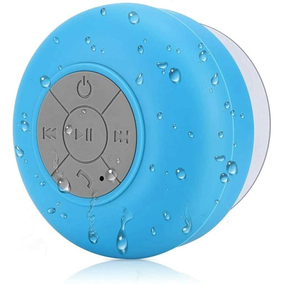 Zshan Bluetooth Waterproof Handsfree Portable HD Shower Speaker, Build-in Mic Speakerphone and Attached Suction Cup, 4 hrs Play Time (Blue)