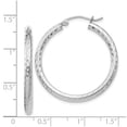 thumbnail image 4 of 925 Sterling Silver Rhodium Plated Women's Diamond Cut Tube 2.25mm Hoop Earrings | 29mm, 4 of 4