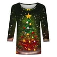 thumbnail image 3 of Oplxuo Christmas Shirts for Women Dressy Casual Crewneck Loose Blouses 3/4 Sleeve Tops Loose Tunic Blouse, 3 of 4