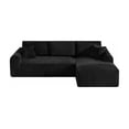 thumbnail image 2 of Muumblus 109" Oversized L-Shaped Modular Sectional Sofa with Movable Chaise, Boneless Corduroy Cloud Couch for Living Room, Black (Right Facing Chaise), 2 of 5