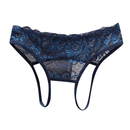 Fulorrnie Underwear for Women Comfort Open Crotch Breathable G String Panty Thong Ventilated Panties Dark Blue One Size