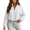 thumbnail image 2 of Warop Women Stand Collar Sweatshirt, Long Sleeve Zip Up Drawstring Short Pocket Pullover for Casual, 2 of 9