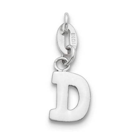 Chain slide Initial D Polished & Solid Charm Pendant 925 Sterling Silver