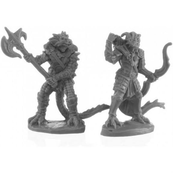Dragonfolk Fighter and Ranger Miniature 25mm Heroic Scale Figure Bones Black Reaper Miniatures