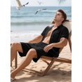 thumbnail image 5 of Men'S Linen Blend Short Sleeve Shirt & Shorts Set, Casual Summer 2 Piece Outfit Black L, 5 of 9