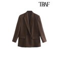 thumbnail image 4 of TRAF-chaqueta holgada de doble botonadura para mujer, abrigo Vintage de manga larga con bolsillos, prendas de vestir exteriores elegantes, 4 of 5