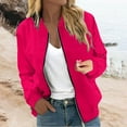 thumbnail image 2 of Bmisegm Women Casual Floral Zip up Jacket Spring Long Sleeve Coat Stand Lightweight Short Outwear Tops Jackets for Women Casual Hot Pink XXL, 2 of 5