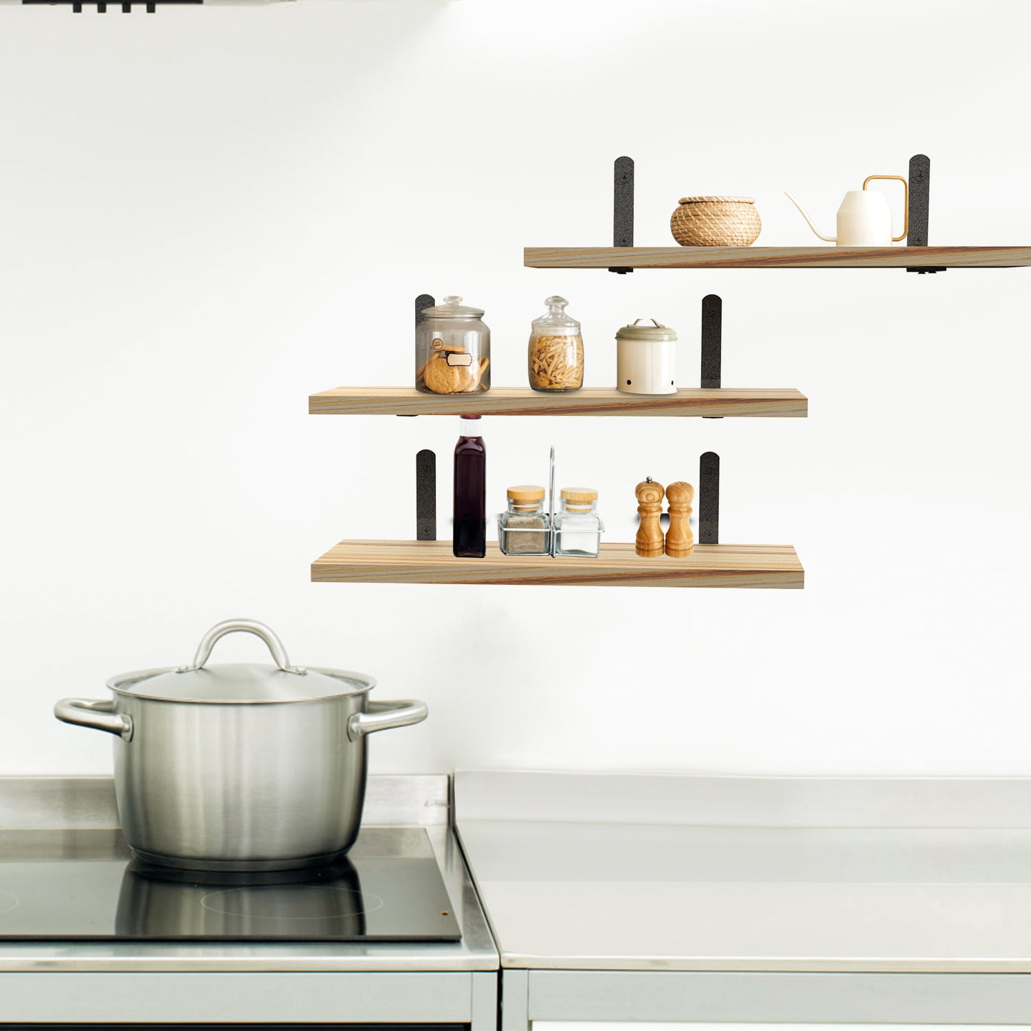 Floating Shelves, iMounTEK Set of 6 Wall Mounted Rustic Floating Wood for Living Room, Dining Room, Office, Bedroom
