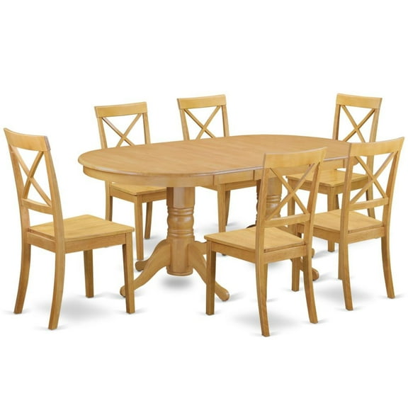 East West Furniture Dining Room Set Oak, VABO7-OAK-W