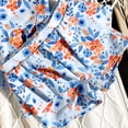 thumbnail image 6 of Pandaie Girls Tankini Swimsuit Flower Print Criss Cross Strap Bathing Suits Summer Beach Two Piece Swimwear with Shorts 3-4 Years Blue, 6 of 7