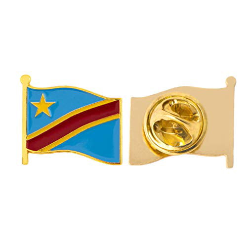Republic of Congo Waving Flag Lapel Pin Made of Metal Souvenir Country of Dem 