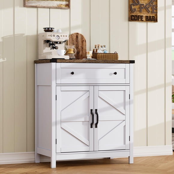 Armario de almacenamiento ChooChoo Kitchen Coffee Bar Buffet, blanco