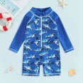 thumbnail image 2 of mgoYE Baby Girl Swimsuit 3-6 Months Infant Baby Boys Swimsuit One Piece Long Sleeve Rash Guard Zipper Bathing Suit Swimwear(Dark Blue,6-9 Months), 2 of 5