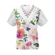 thumbnail image 4 of ICHUANYI Clearance Women Fashion Summer Sexy Fold Printed Regular Women Short Sleeves V Neck Button Top(Hot Pink, L) ICHUANYI WER2023080912579, 4 of 5