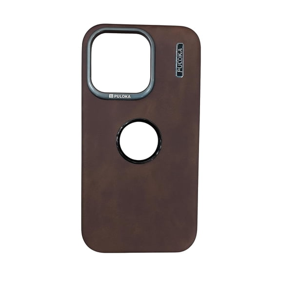 Back Cover – Slim Leather Phone Case with Shockproof Protection & Flexible Fit – PU Leather Case. (Dark Brown, 16 promax )