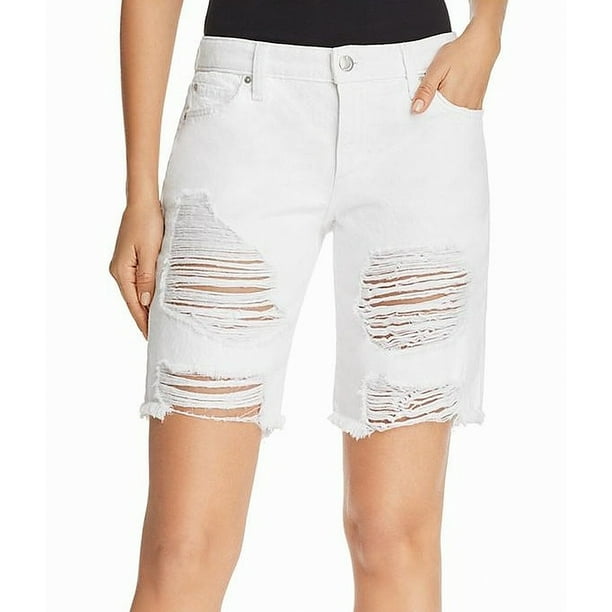 distressed bermuda jean shorts