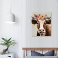 thumbnail image 3 of Nawypu ART Wall Art Room Decor Framed Animal Paintings Headworn flower Cow Canvas for Living Room Bedroom children's room Home Decoration Ready to Hang, 3 of 4