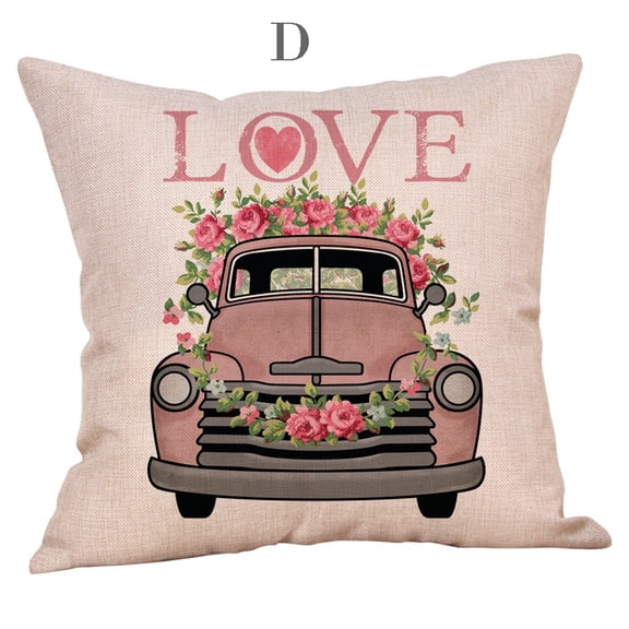 Skegnu Travel Pillow Happy Valentine's Day Throw Pillow Case Rose Sweet Love Pillow Cushion Cover Outdoor Cushions on Clearance