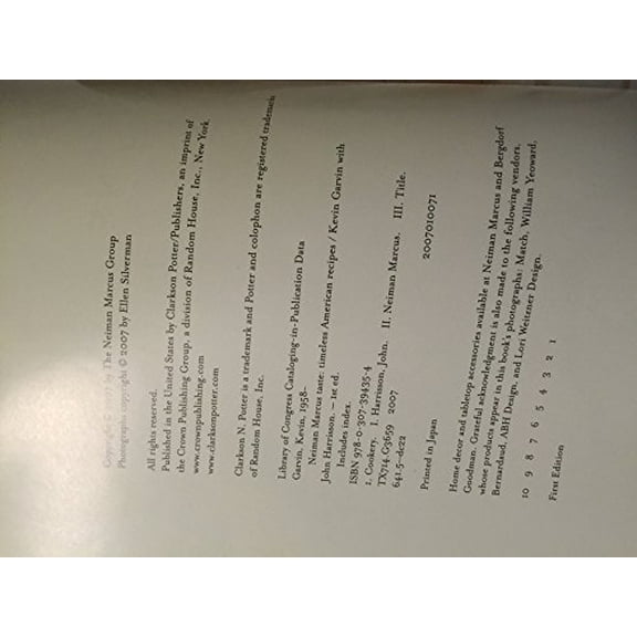 Pre-Owned Neiman Marcus Taste: Timeless American Recipes (Hardcover 9780307394354) by Kevin Garvin, Ellen Silverman, John Harrisson