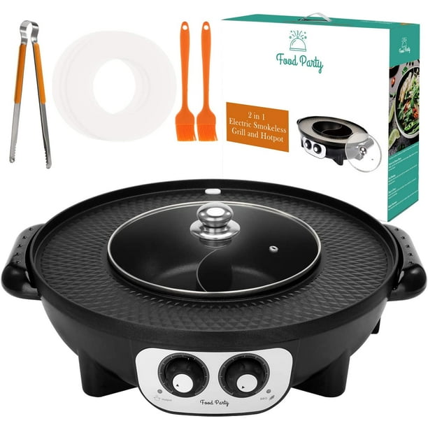 Food Party Appareil Fondue Chinoise Hot Pot Electrique et Barbecue