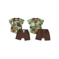 thumbnail image 2 of Toddler Boys Summer Outfits Dinosaur Print Pocket Round Neck Short Sleeve Tops and Elastic Waist Shorts 2Pcs Clothes Set, 2 of 9
