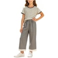thumbnail image 2 of LvhaoGJOB Little Kids Girls T-Shirt and Pants Outfit Set - Elastic Waist, 2 of 6