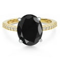 thumbnail image 3 of Gem Stone King 14K Two Tone Gold Black Sapphire and Lab Grown Diamond Engagement Ring for Women | 6.16 Cttw | Oval 12X10MM | Gemstone September Birthstone | Size 6, 3 of 6