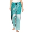 thumbnail image 1 of Fotbe Teal Turquoise 1 Pantalones de Pijama para Mujer, Pantalones de Dormir, Pantalones Pj con Cordón y Bolsillos-Large, 1 of 6