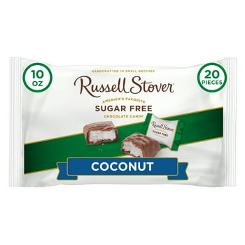 Russell Stover Sugar Free Coconut with Stevia  Sweet Coconut in Chocolate Candy, 10 oz. Bag