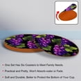 thumbnail image 4 of Grape 6PCS Round Microfiber Leather Coasters Set, 11x11 cm/4.3x4.3 in Absorbent Drink Mats for Home, Kitchen, and Office - and Easy to Clean Table Coasters, 4 of 6