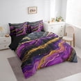 thumbnail image 3 of Feelyou Modern Marble Stone Bedding Comforter Set 7 Pieces for Adult, Abstract Artwork Full Bedding Set, Purple Gold Marbling Reversible Fitted Sheet Flat Sheet, Super Cozy Room Decor, 3 of 7