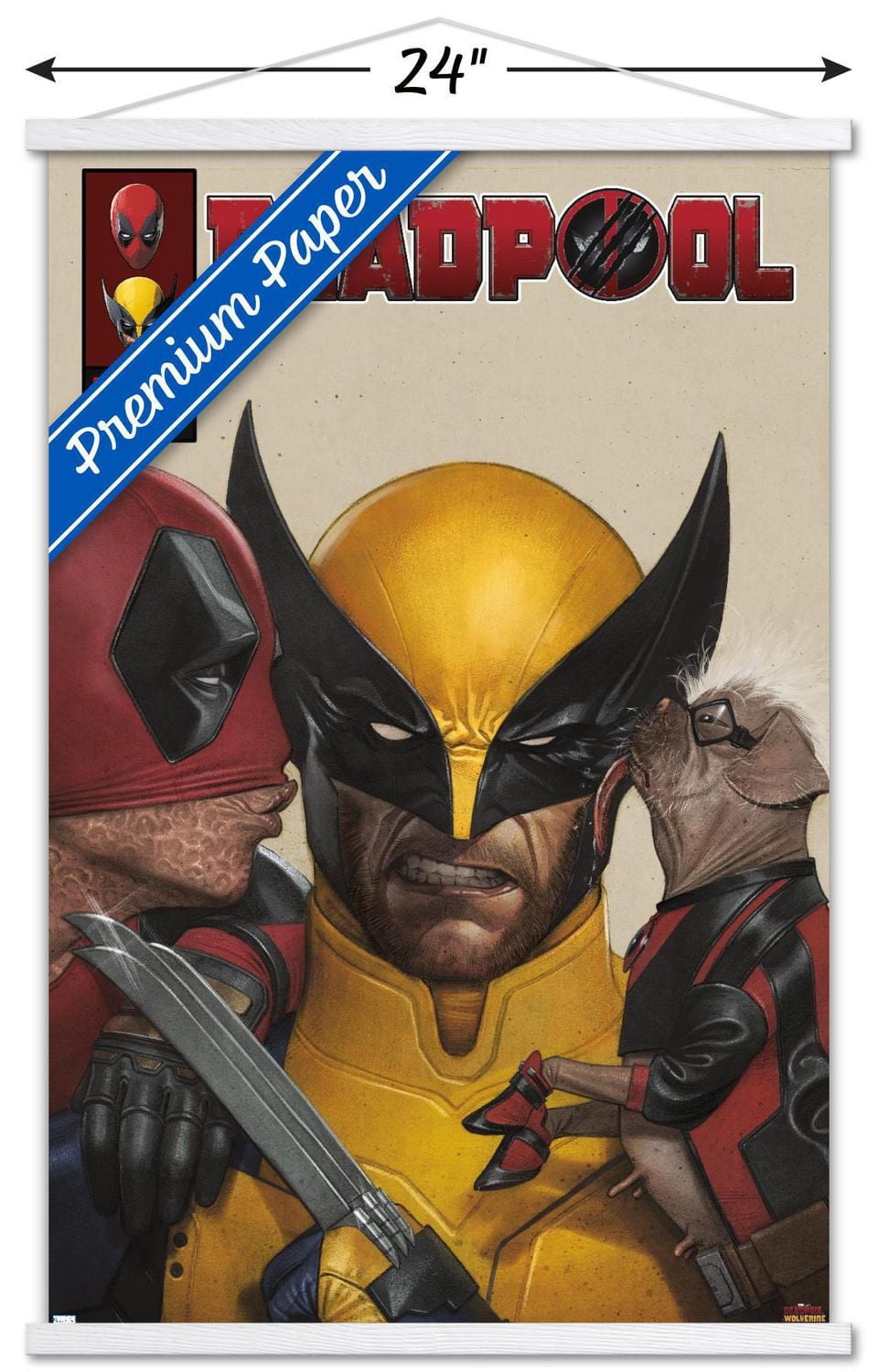 Marvel Deadpool & Wolverine - Homage Cover Wolverine Kisses Wall Poster with Magnetic Frame